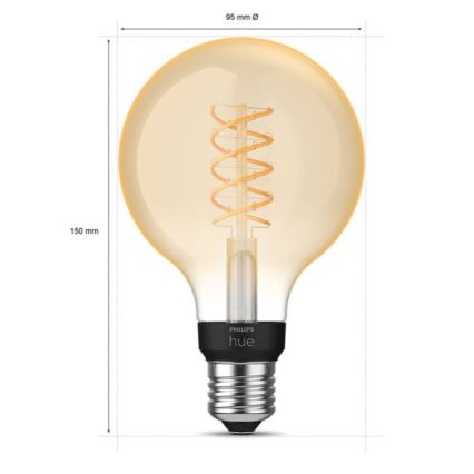 LED Ljusreglerad glödlampa Philips Hue WHITE FILAMENT G93 E27/7,2W/230V 2100K