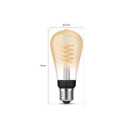 LED Ljusreglerad glödlampa Philips Hue WHITE FILAMENT ST64 E27/7W/230V 2100K