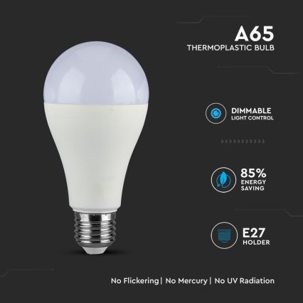 LED Ljusreglerad glödlampa SAMSUNG CHIP A65 E27/17W/230V 4000K