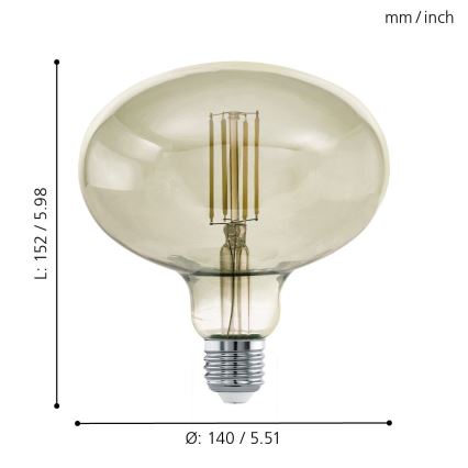 LED Ljusreglerad glödlampa VINTAGE E27/4W/230V 3000K - Eglo 12599