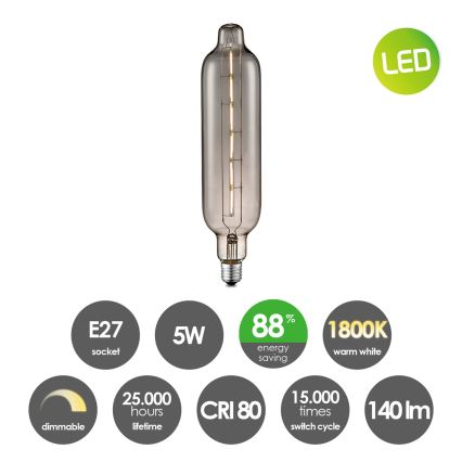 LED Ljusreglerad glödlampa VINTAGE EDISON E27/5W/230V 1800K