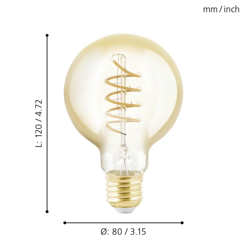 LED Ljusreglerad glödlampa VINTAGE G80 E27/4W/230V 2200K - Eglo 11876