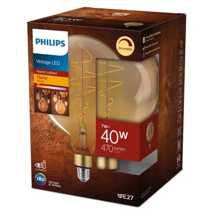 LED Ljusreglerad glödlampa VINTAGE Philips G200 E27/7W/230V 2000K