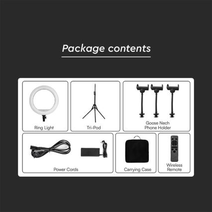 LED Ljusreglerad lampa med stativ och hållare för vloggning LED/55W/230V CRI 90 + fjärrkontroll