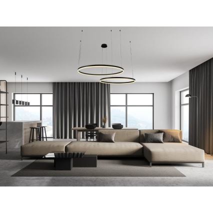 LED ljusreglerad ljuskrona på textilsladd LED/100W/230V 3000-6500K diameter 80 cm + fjärrkontroll