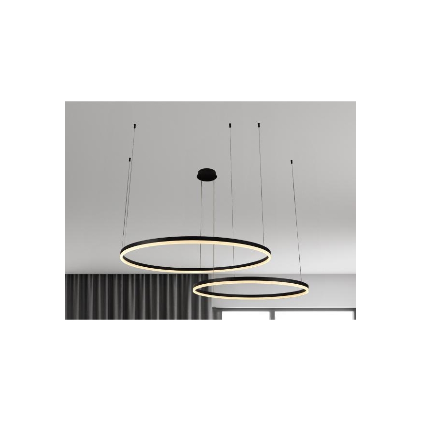 LED ljusreglerad ljuskrona på textilsladd LED/100W/230V 3000-6500K diameter 80 cm + fjärrkontroll