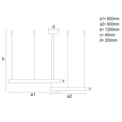 LED ljusreglerad ljuskrona på textilsladd LED/100W/230V 3000-6500K diameter 80 cm + fjärrkontroll