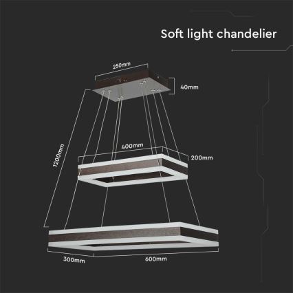 LED ljusreglerad ljuskrona på textilsladd LED/113W/230V 3000K brun
