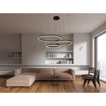 LED ljusreglerad ljuskrona på textilsladd LED/125W/230V 3000-6500K diameter 80 cm + fjärrkontroll