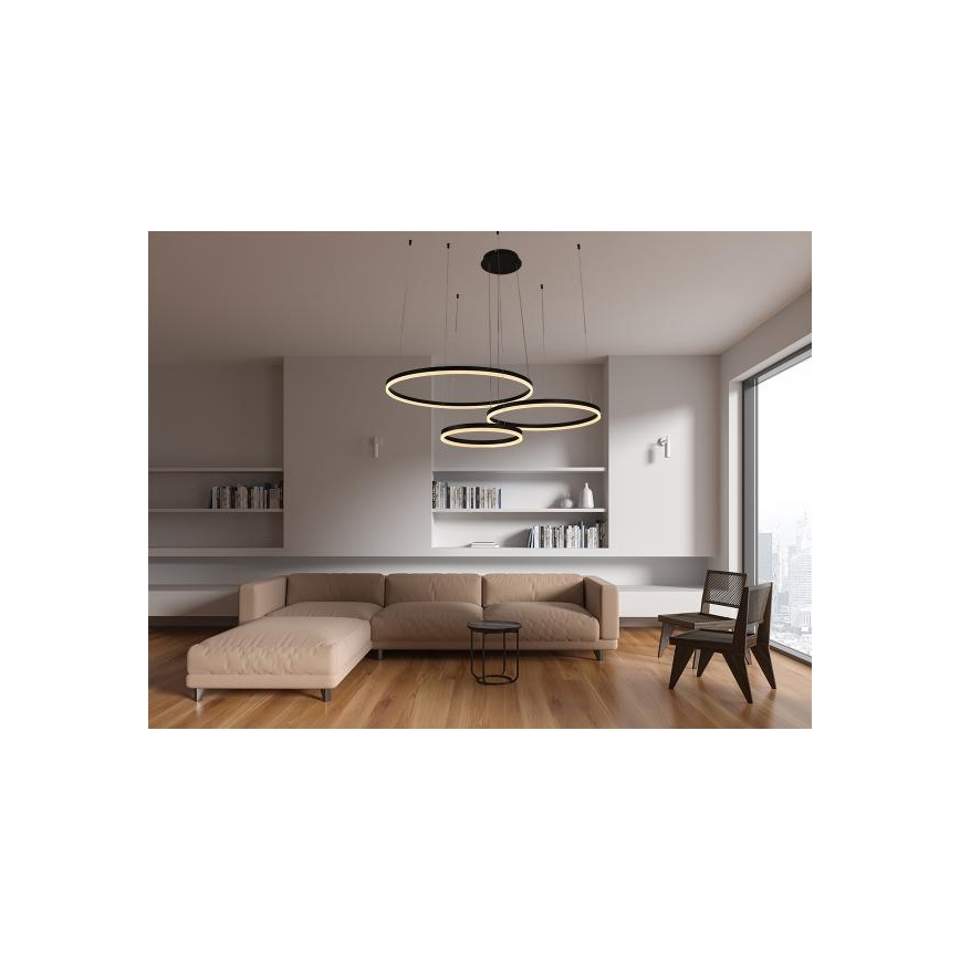 LED ljusreglerad ljuskrona på textilsladd LED/125W/230V 3000-6500K diameter 80 cm + fjärrkontroll