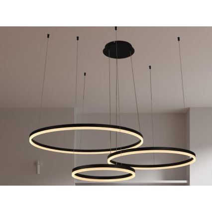LED ljusreglerad ljuskrona på textilsladd LED/125W/230V 3000-6500K diameter 80 cm + fjärrkontroll
