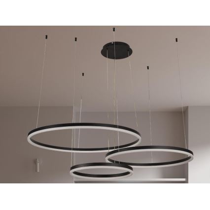 LED ljusreglerad ljuskrona på textilsladd LED/125W/230V 3000-6500K diameter 80 cm + fjärrkontroll