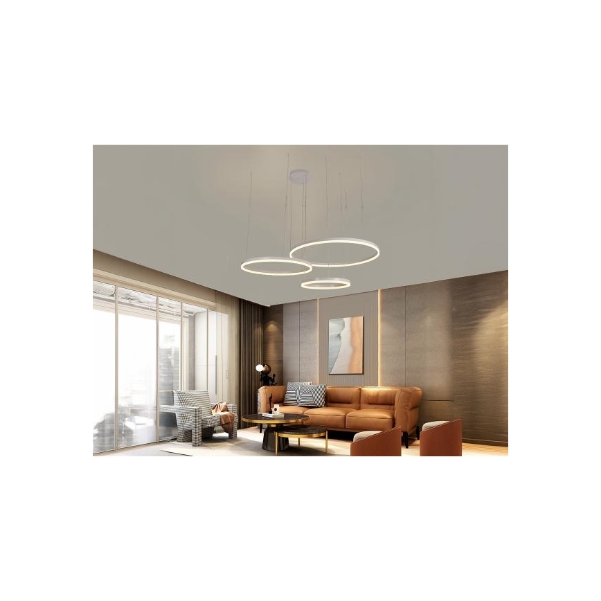 LED ljusreglerad ljuskrona på textilsladd LED/125W/230V 3000-6500K diameter 80 cm + fjärrkontroll