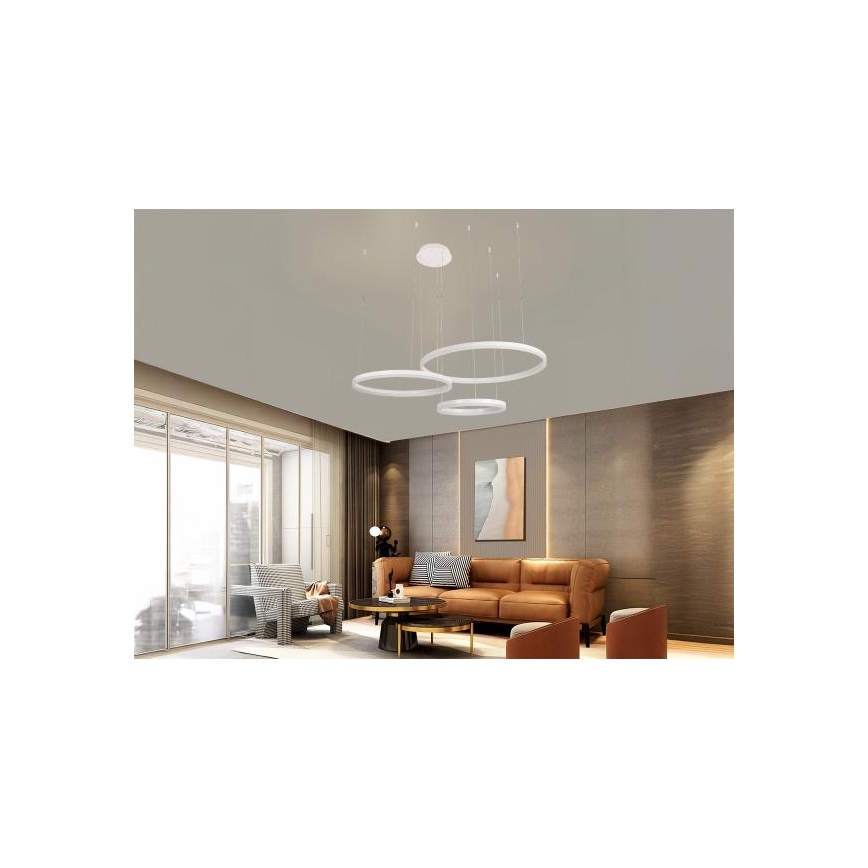 LED ljusreglerad ljuskrona på textilsladd LED/125W/230V 3000-6500K diameter 80 cm + fjärrkontroll