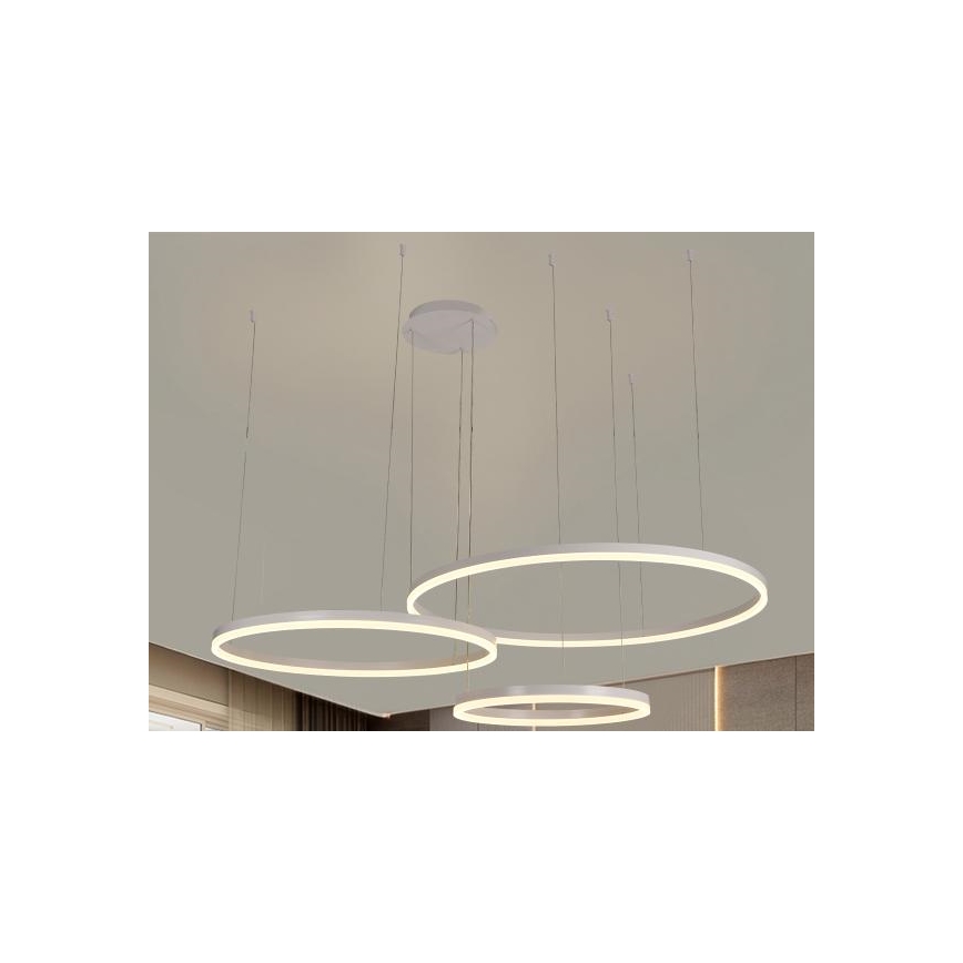 LED ljusreglerad ljuskrona på textilsladd LED/125W/230V 3000-6500K diameter 80 cm + fjärrkontroll
