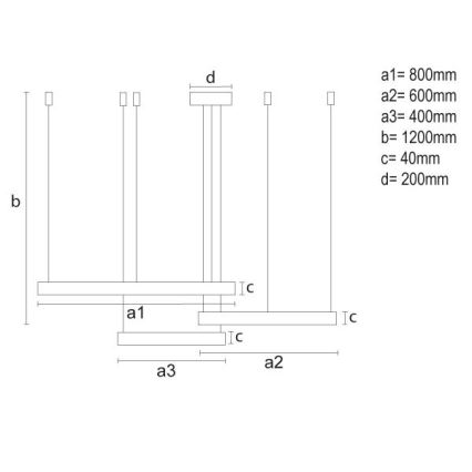 LED ljusreglerad ljuskrona på textilsladd LED/125W/230V 3000-6500K diameter 80 cm + fjärrkontroll