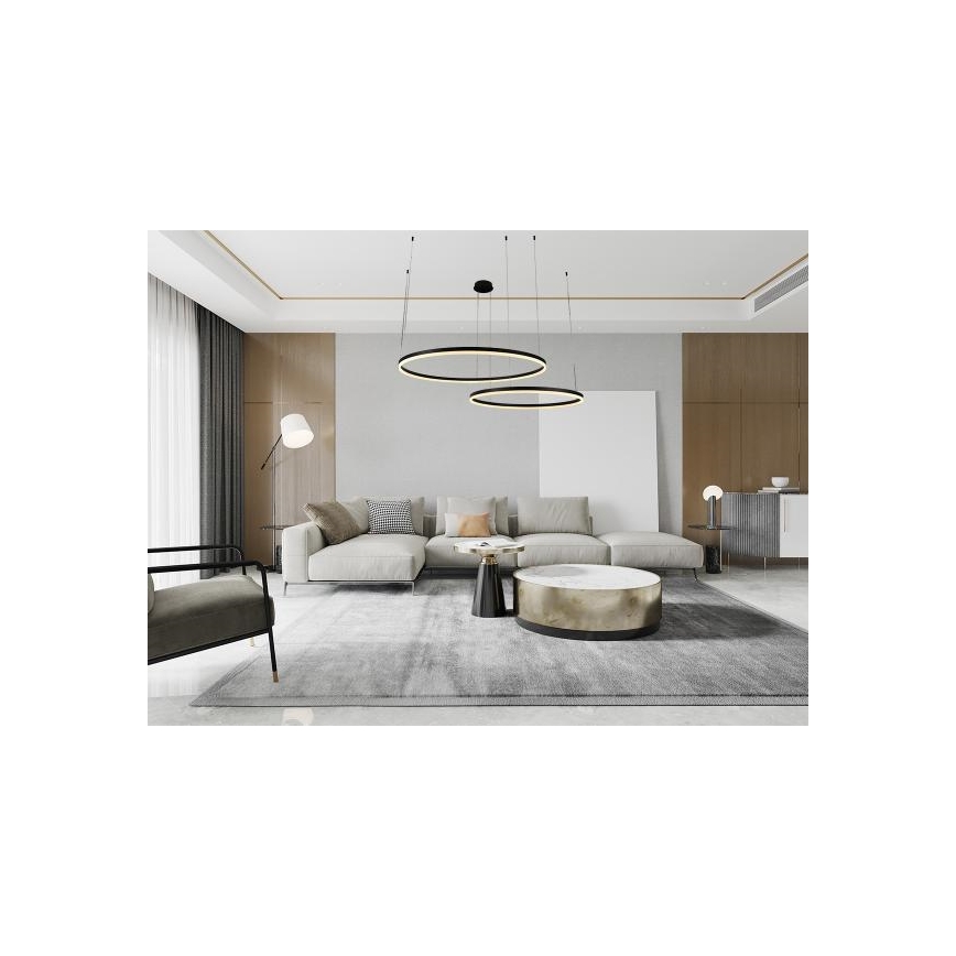 LED ljusreglerad ljuskrona på textilsladd LED/128W/230V 3000-6500K diameter 100 cm + fjärrkontroll