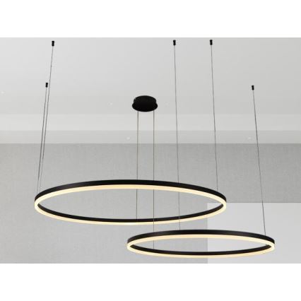 LED ljusreglerad ljuskrona på textilsladd LED/128W/230V 3000-6500K diameter 100 cm + fjärrkontroll