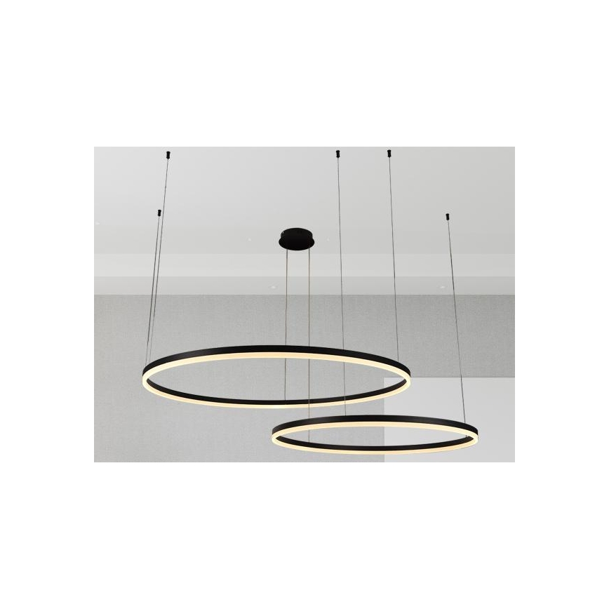 LED ljusreglerad ljuskrona på textilsladd LED/128W/230V 3000-6500K diameter 100 cm + fjärrkontroll