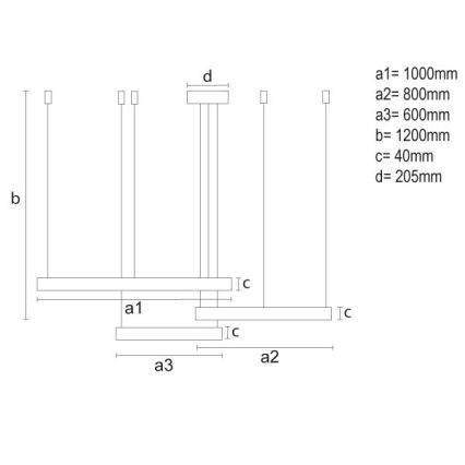 LED ljusreglerad ljuskrona på textilsladd LED/170W/230V 3000-6500K diameter 100 cm + fjärrkontroll