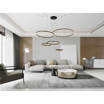 LED ljusreglerad ljuskrona på textilsladd LED/220W/230V 3000-6500K diameter 100 cm + fjärrkontroll