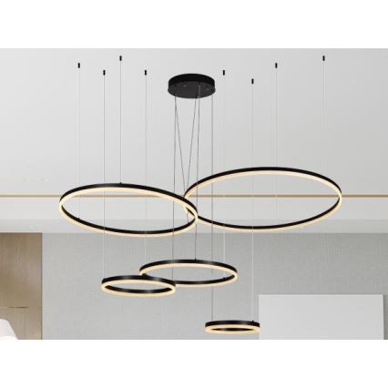 LED ljusreglerad ljuskrona på textilsladd LED/220W/230V 3000-6500K diameter 100 cm + fjärrkontroll