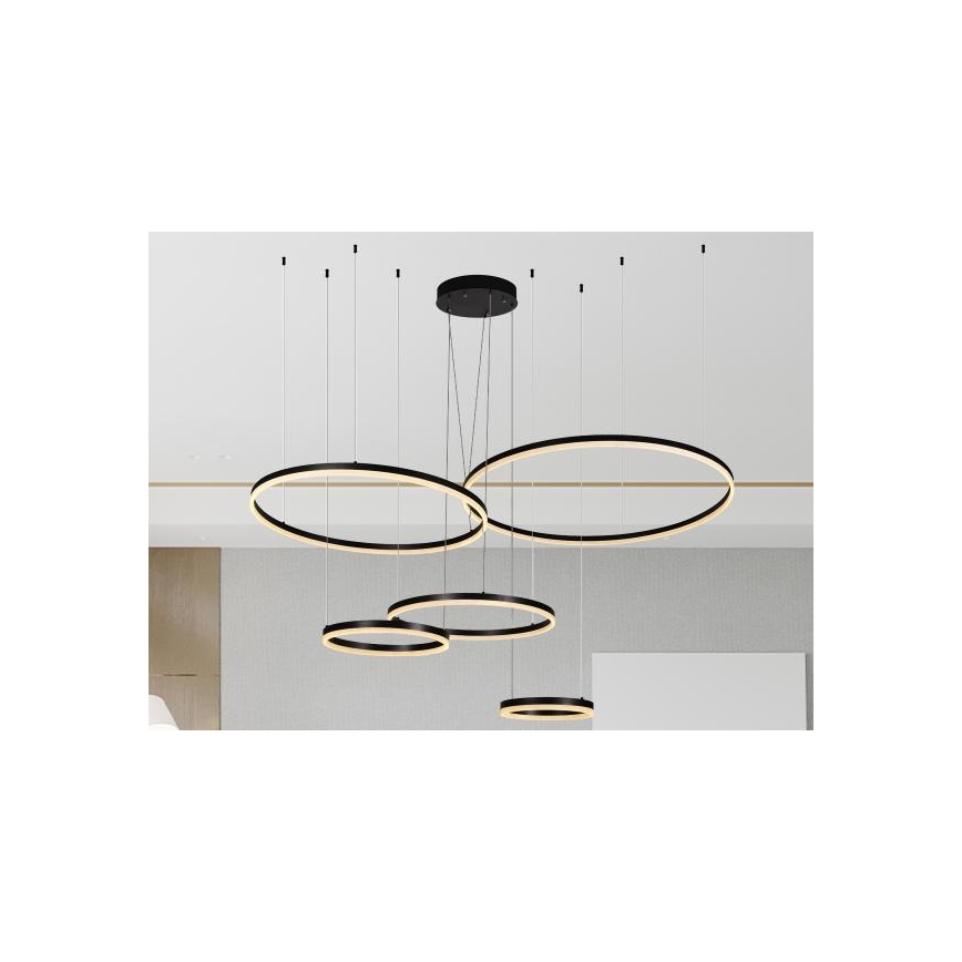 LED ljusreglerad ljuskrona på textilsladd LED/220W/230V 3000-6500K diameter 100 cm + fjärrkontroll