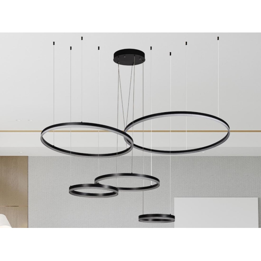 LED ljusreglerad ljuskrona på textilsladd LED/220W/230V 3000-6500K diameter 100 cm + fjärrkontroll