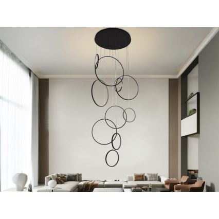 LED ljusreglerad ljuskrona på textilsladd LED/290W/230V 3000-6500K diameter 60 cm + fjärrkontroll