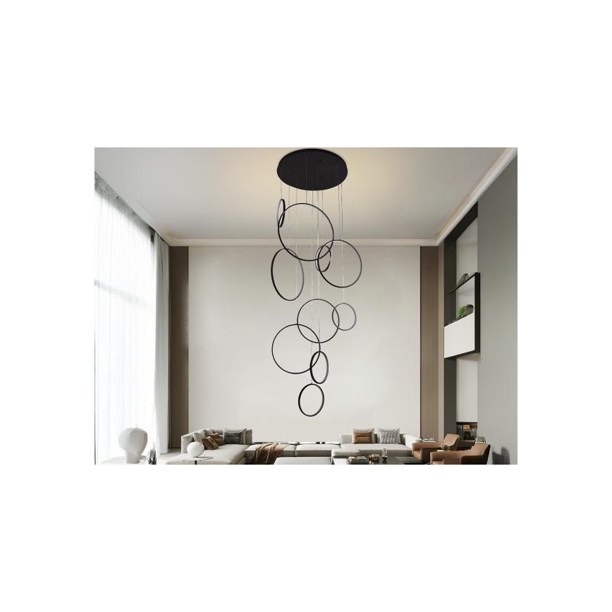 LED ljusreglerad ljuskrona på textilsladd LED/290W/230V 3000-6500K diameter 60 cm + fjärrkontroll