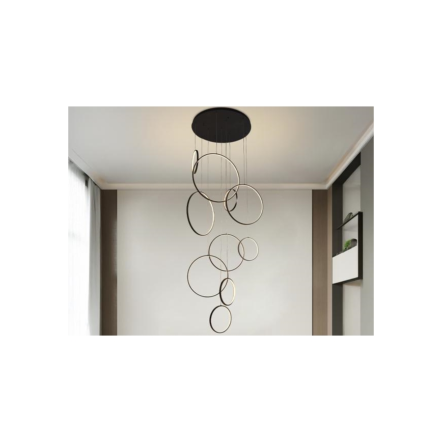 LED ljusreglerad ljuskrona på textilsladd LED/290W/230V 3000-6500K diameter 60 cm + fjärrkontroll