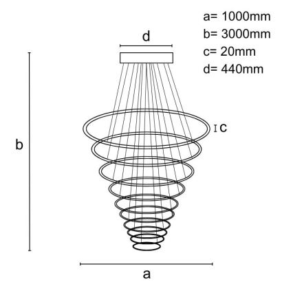 LED ljusreglerad ljuskrona på textilsladd LED/370W/230V 3000-6500K diameter 100 cm + fjärrkontroll
