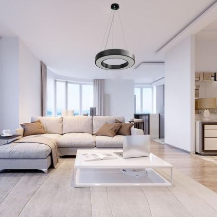 LED ljusreglerad ljuskrona på textilsladd LED/45W/230V 3000-6500K svart + fjärrkontroll