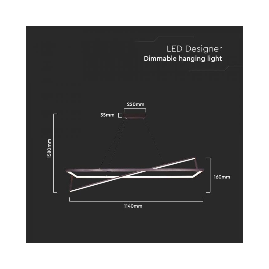 LED ljusreglerad ljuskrona på textilsladd LED/45W/230V 3000K 114 cm svart