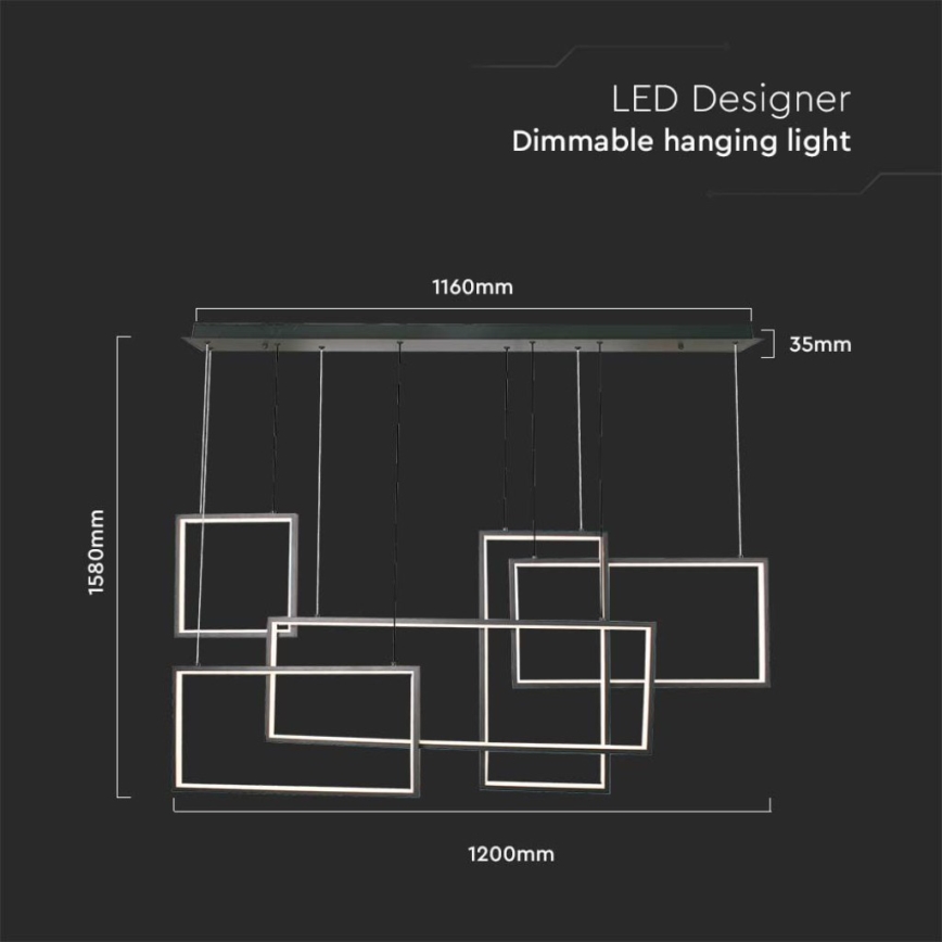 LED ljusreglerad ljuskrona på textilsladd LED/45W/230V 3000K svart
