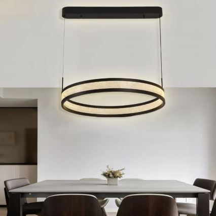 LED ljusreglerad ljuskrona på textilsladd LED/45W/230V 3000-6500K diameter 60 cm svart + fjärrkontroll