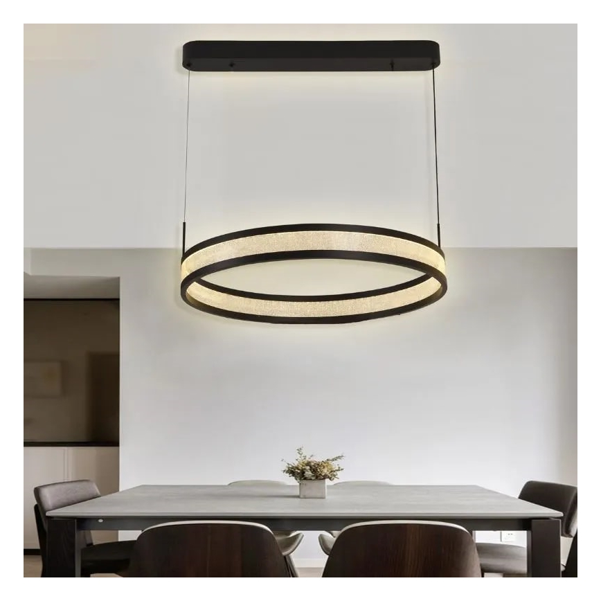 LED ljusreglerad ljuskrona på textilsladd LED/45W/230V 3000-6500K diameter 60 cm svart + fjärrkontroll