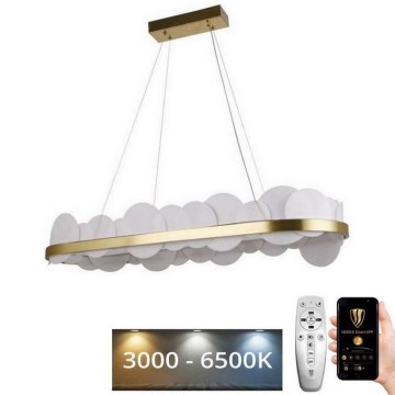 LED ljusreglerad ljuskrona på textilsladd LED/50W/230V 3000-6500K guld + fjärrkontroll