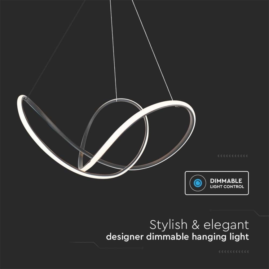 LED ljusreglerad ljuskrona på textilsladd LED/50W/230V 3000K svart