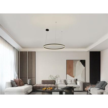 LED ljusreglerad ljuskrona på textilsladd LED/55W/230V 3000-6500K diameter 80 cm + fjärrkontroll