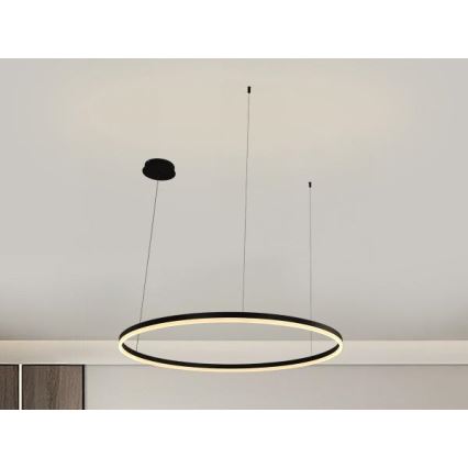 LED ljusreglerad ljuskrona på textilsladd LED/55W/230V 3000-6500K diameter 80 cm + fjärrkontroll