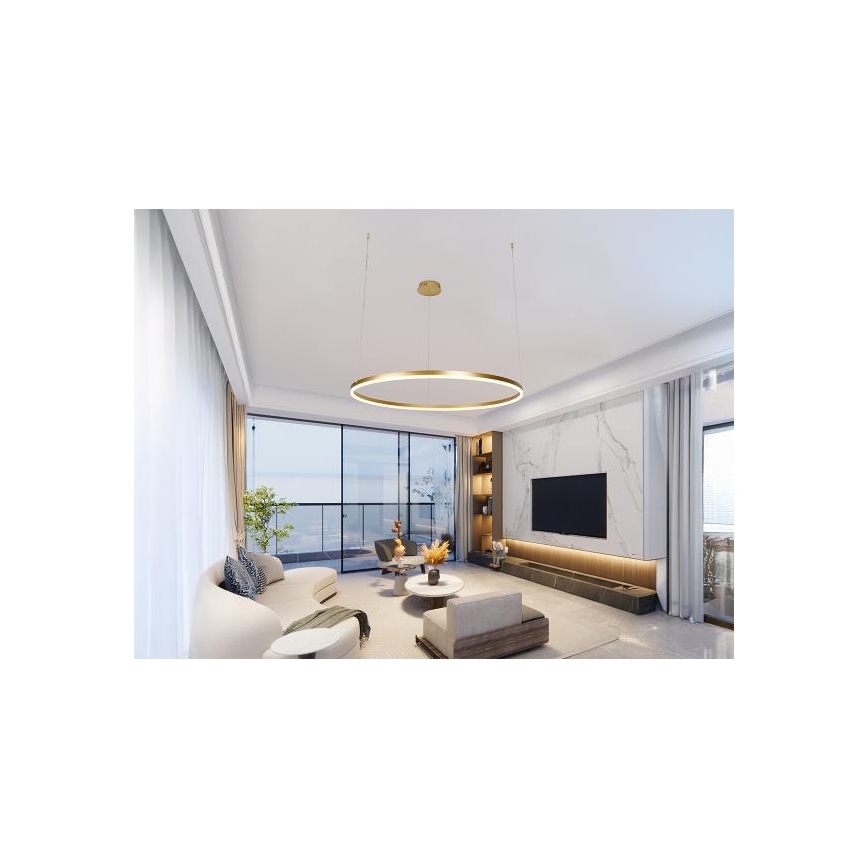 LED ljusreglerad ljuskrona på textilsladd LED/55W/230V 3000-6500K diameter 80 cm + fjärrkontroll