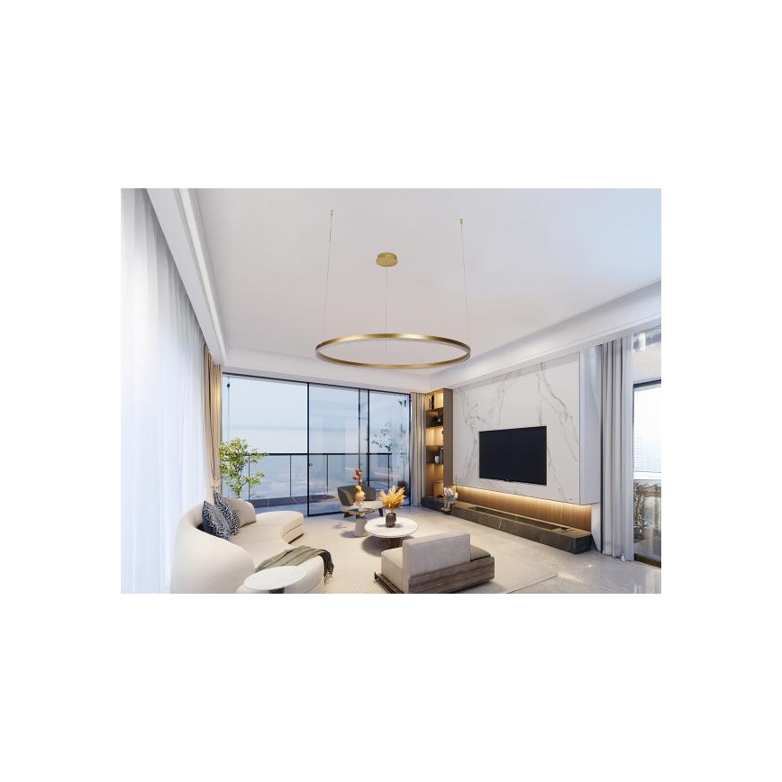 LED ljusreglerad ljuskrona på textilsladd LED/55W/230V 3000-6500K diameter 80 cm + fjärrkontroll