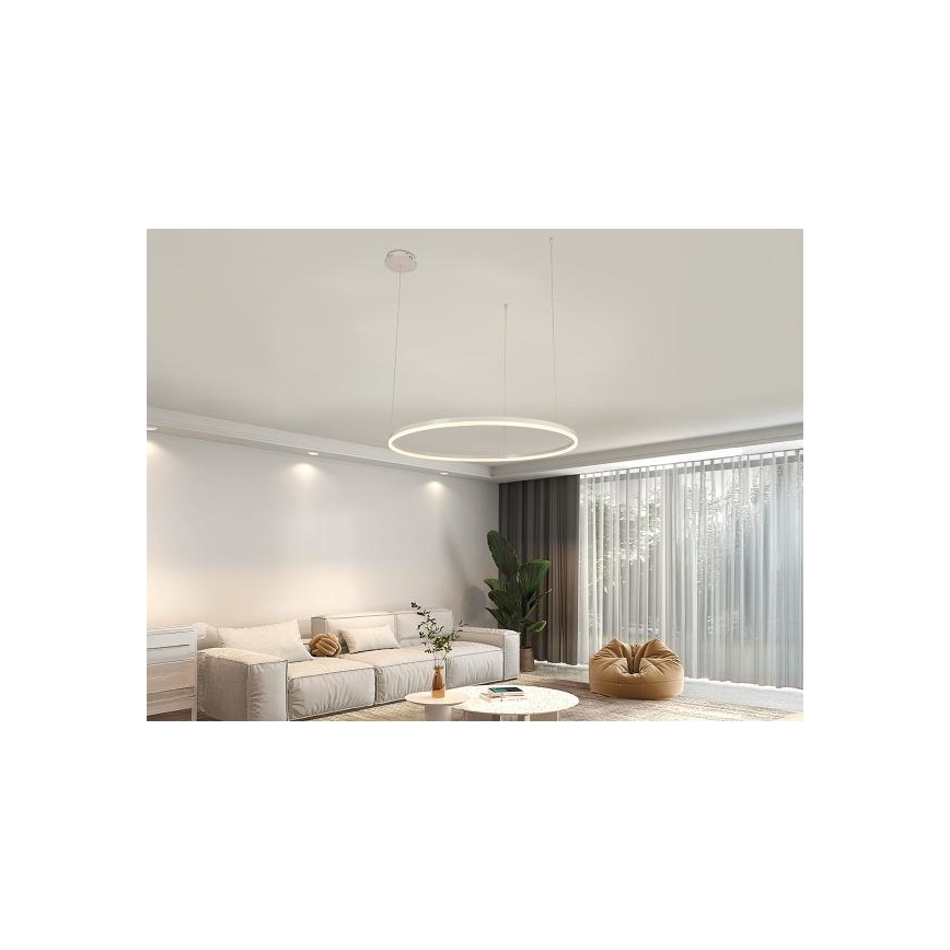 LED ljusreglerad ljuskrona på textilsladd LED/55W/230V 3000-6500K diameter 80 cm + fjärrkontroll