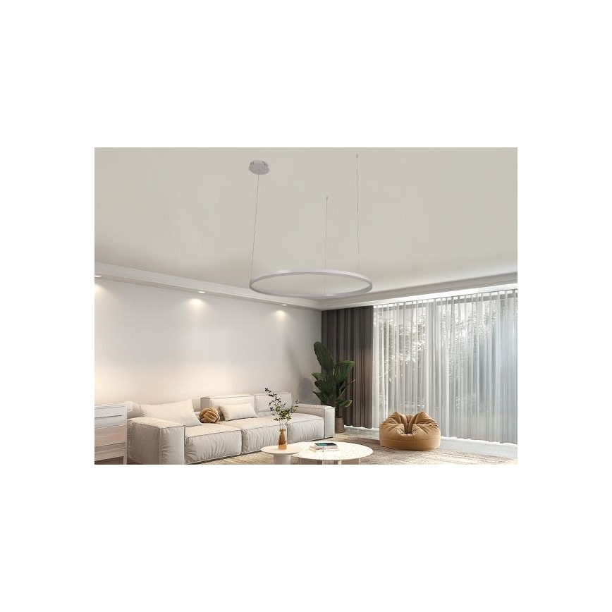 LED ljusreglerad ljuskrona på textilsladd LED/55W/230V 3000-6500K diameter 80 cm + fjärrkontroll