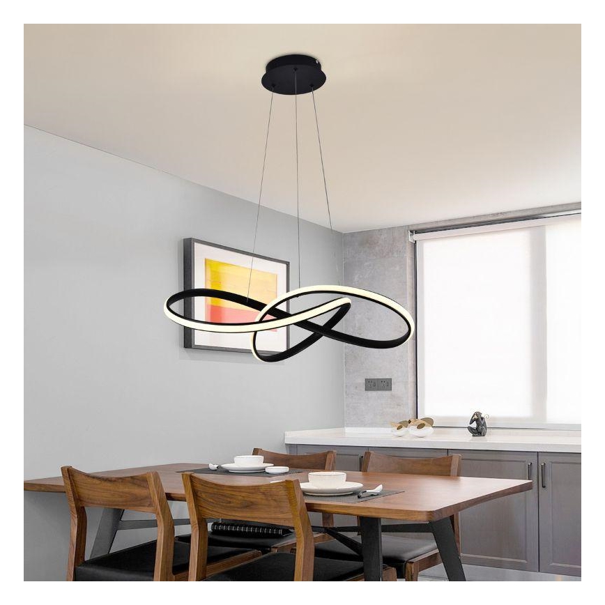 LED ljusreglerad ljuskrona på textilsladd LED/70W/230V 3000-6500K svart + fjärrkontroll