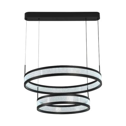 LED ljusreglerad ljuskrona på textilsladd LED/70W/230V 3000-6500K diameter 60 cm svart + fjärrkontroll