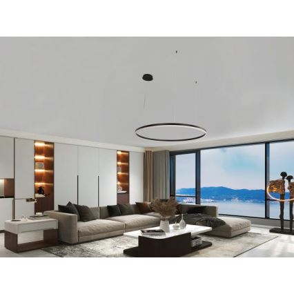 LED ljusreglerad ljuskrona på textilsladd LED/72W/230V 3000-6500K diameter 100 cm + fjärrkontroll