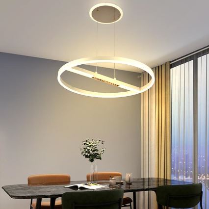 LED ljusreglerad ljuskrona på textilsladd LED/75W/230V 3000-6500K diameter 60 cm + fjärrkontroll