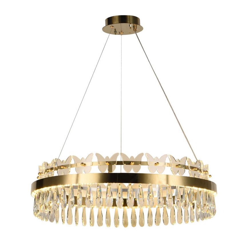 LED Ljusreglerad kristall ljuskrona på snöre LED/80W/230V 3000-6500K guld + fjärrkontroll